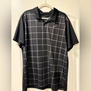 Nike Men’s Black Polo with White Windowpane Grid